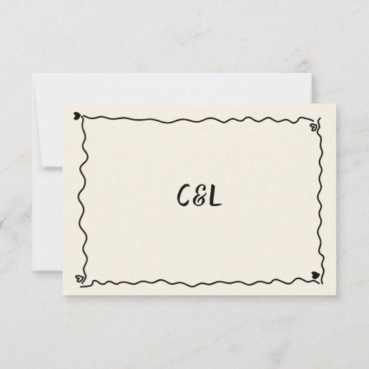 Retro handgeschreven grillige hand geschreven brui RSVP kaartje (Achterkant)