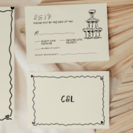 Retro handgeschreven grillige hand geschreven brui RSVP kaartje