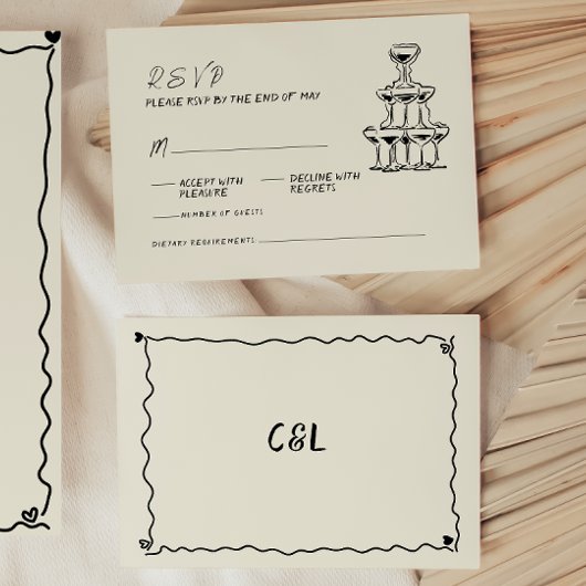 Retro handgeschreven grillige hand geschreven brui RSVP kaartje