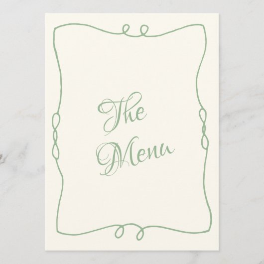 Retro handgeschreven grillige moderne unieke bruil menu (Achterkant)