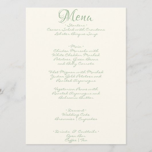 Retro handgeschreven grillige moderne unieke bruil menu (Voorkant)