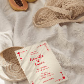 Retro handgeschreven grillige rode bruiloft kaart