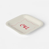 Retro handgeschreven grillige rode bruiloft papieren bordje (Gebogen)