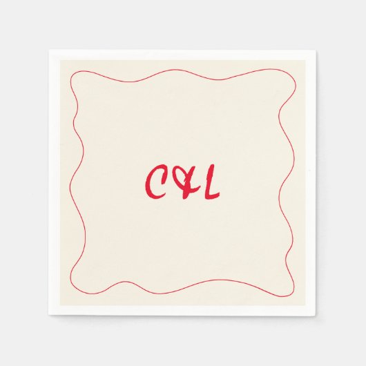 Retro handgeschreven grillige rode bruiloft servet (Voorkant)