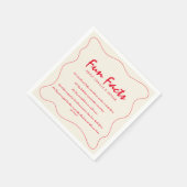 Retro handgeschreven grillige rode bruiloft servet (Hoek)