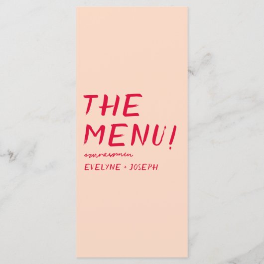 Retro Handgeschreven Kleurrijk Helder Modern Bruil Menu (Achterkant)