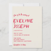 Retro handgeschreven kleurrijke moderne unieke bru kaart (Voorkant)