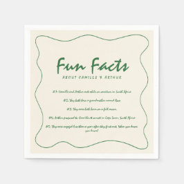 Retro Handgeschreven Leuke Feiten Groene Bruiloft Servet