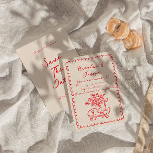 Retro Handgeschreven Tekening Eigenzinnige Bold Sc Save The Date