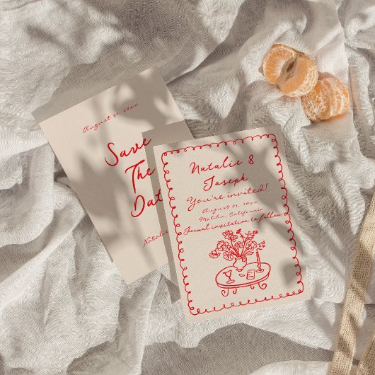 Retro Handgeschreven Tekening Eigenzinnige Bold Sc Save The Date