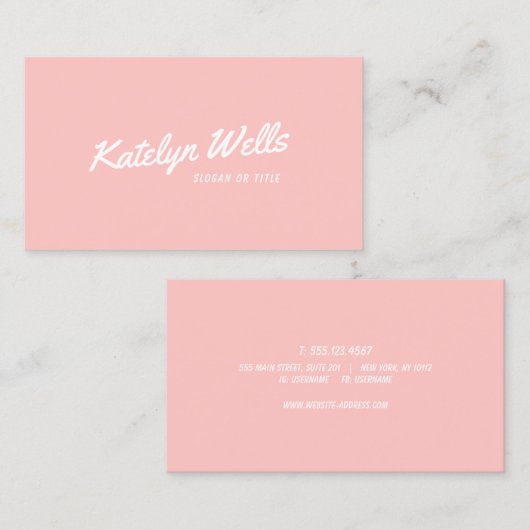 Retro Handgeschreven Typografie Light Coral Pink Visitekaartje (Voorkant / Achterkant)