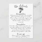 Retro handgeschreven unieke huwelijksdetails    informatiekaartje (Voorkant)