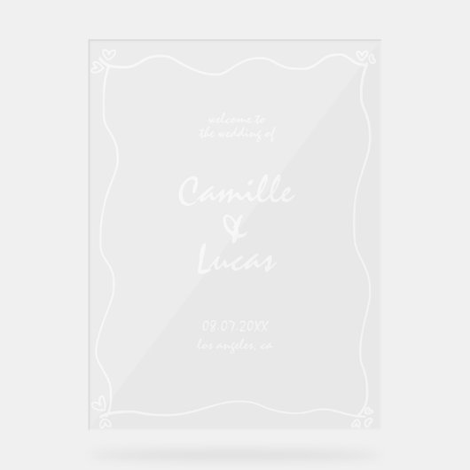 Retro Handgeschreven Whimisical Bruiloft Acryl Tek Acryl Bord (Voorkant)