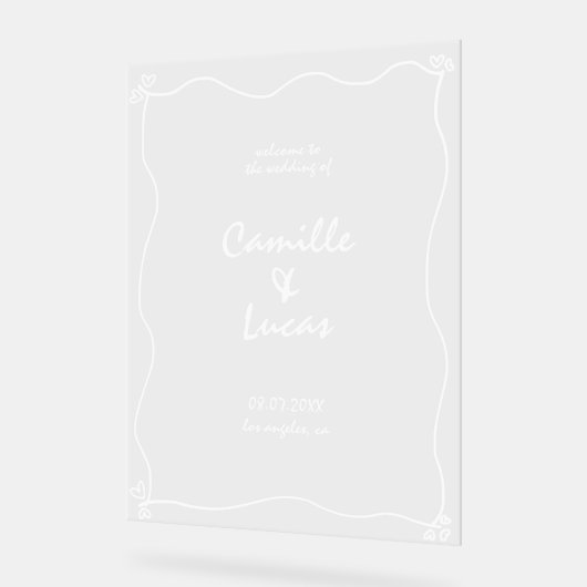 Retro Handgeschreven Whimisical Bruiloft Acryl Tek Acryl Bord (Hoek)