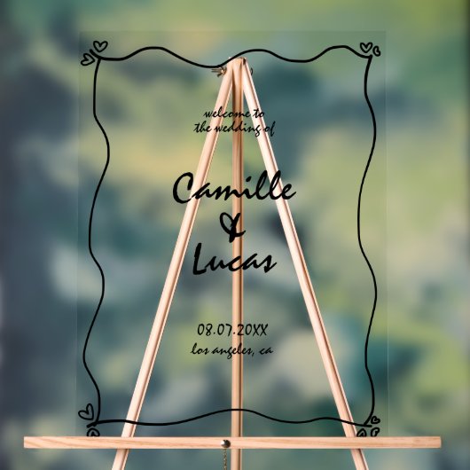 Retro Handgeschreven Whimisical Bruiloft Acryl Tek Acryl Bord (Neutraal)