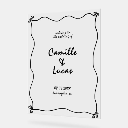 Retro Handgeschreven Whimisical Bruiloft Acryl Tek Acryl Bord (Hoek)