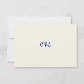 Retro Handgeschreven Whimsical Blauwe Huwelijk RSVP Kaartje (Achterkant)