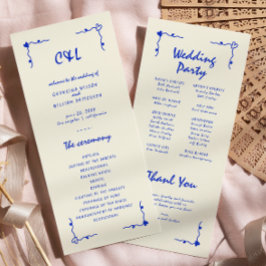 Retro Handgeschreven Whimsical Blue Flat Programma Programmakaart