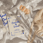 Retro Handgeschreven Whimsical Blue Sla de data op Kaart