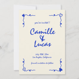 Retro Handgeschreven Whimsical Blue Sla de data op Kaart