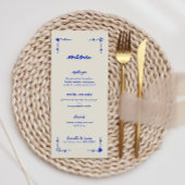 Retro Handgeschreven Whimsical Blue Wedding Menu