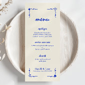 Retro Handgeschreven Whimsical Blue Wedding Menu