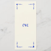 Retro Handgeschreven Whimsical Blue Wedding Menu (Achterkant)