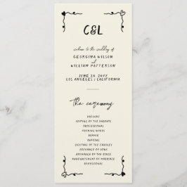 Retro Handgeschreven Whimsical Flat Programma Programmakaart