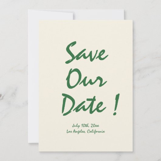 Retro Handgeschreven Whimsical Green Bewaar de dat Kaart (Achterkant)