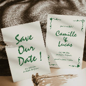 Retro Handgeschreven Whimsical Green Bewaar de dat Kaart