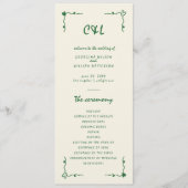 Retro Handgeschreven Whimsical Green Flat Programm Programmakaart (Voorkant)