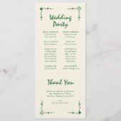 Retro Handgeschreven Whimsical Green Flat Programm Programmakaart (Achterkant)