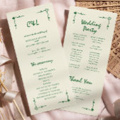 Retro Handgeschreven Whimsical Green Flat Programm Programmakaart