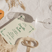 Retro Handgeschreven Whimsical Groene Bruiloft Kaart