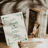 Retro Handgeschreven Whimsical Groene Bruiloft Kaart