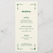 Retro Handgeschreven Whimsical Groene Bruiloft Men Menu (Voorkant)