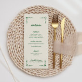 Retro Handgeschreven Whimsical Groene Bruiloft Men Menu