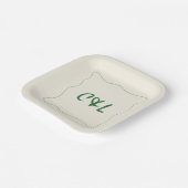 Retro Handgeschreven Whimsical Groene Bruiloft Papieren Bordje (Gebogen)