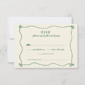 Retro Handgeschreven Whimsical Groene Bruiloft RSVP Kaartje (Voorkant)