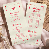 Retro Handgeschreven Whimsical Red Flat Programma Programmakaart