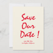 Retro Handgeschreven Whimsical Red Sla de data op Kaart (Achterkant)