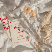 Retro Handgeschreven Whimsical Red Sla de data op Kaart