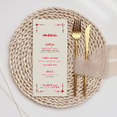 Retro Handgeschreven Whimsical Rood Bruiloft Menu