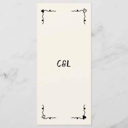 Retro Handgeschreven Whimsical Wedding Menu (Achterkant)