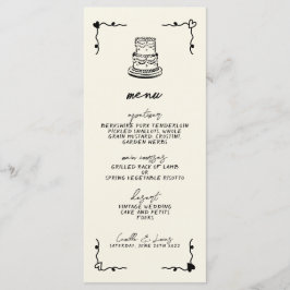 Retro Handgeschreven Whimsical Wedding Menu