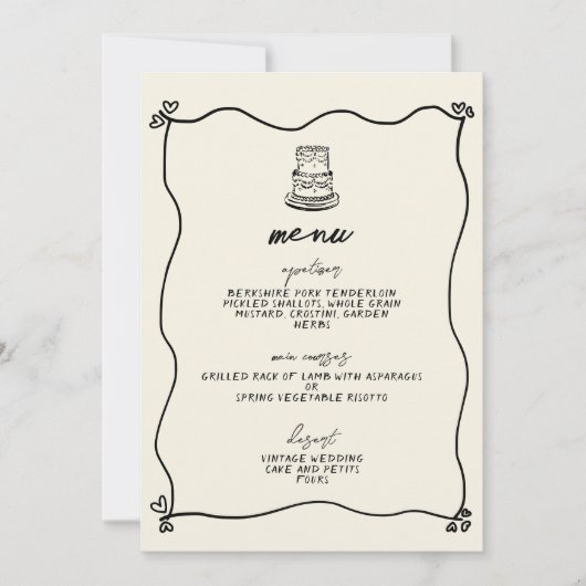 Retro Handgeschreven Whimsical Wedding Menu Kaart (Voorkant)