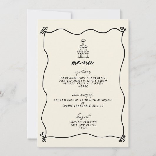 Retro Handgeschreven Whimsical Wedding Menu Kaart (Voorkant)