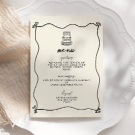 Retro Handgeschreven Whimsical Wedding Menu Kaart
