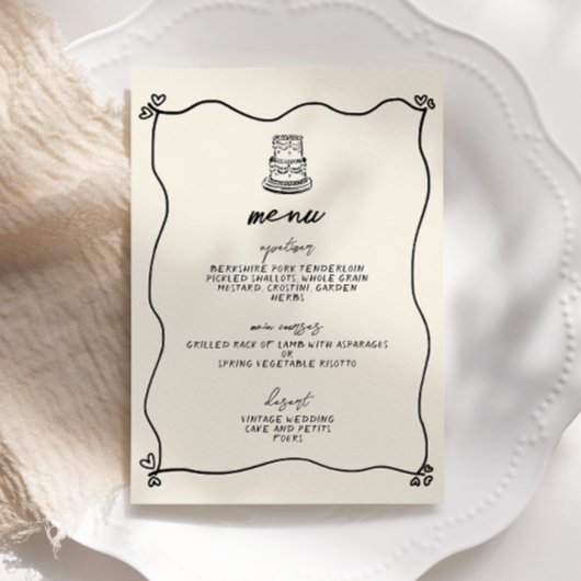 Retro Handgeschreven Whimsical Wedding Menu Kaart