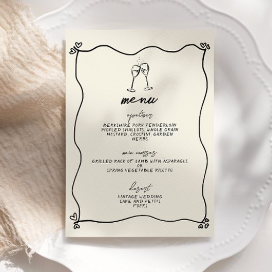 Retro Handgeschreven Whimsical Wedding Menu Kaart
